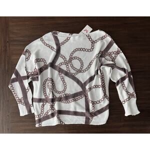 Gigi Moda Sweater Women’s OS lightweight Chainlink Relax Led Fit NWT $78